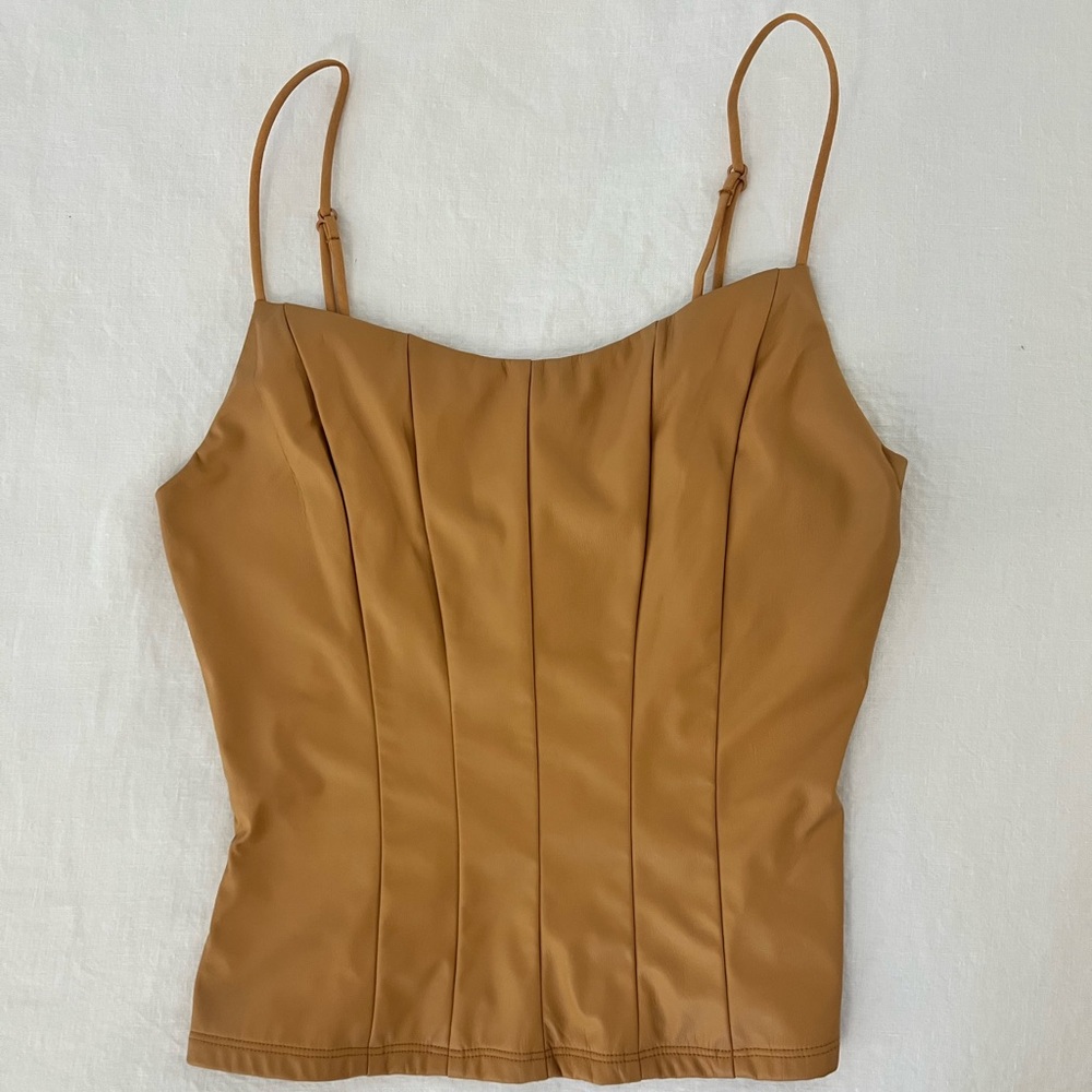 Free People Intimately Leather Front/Lace Back Tank Top
